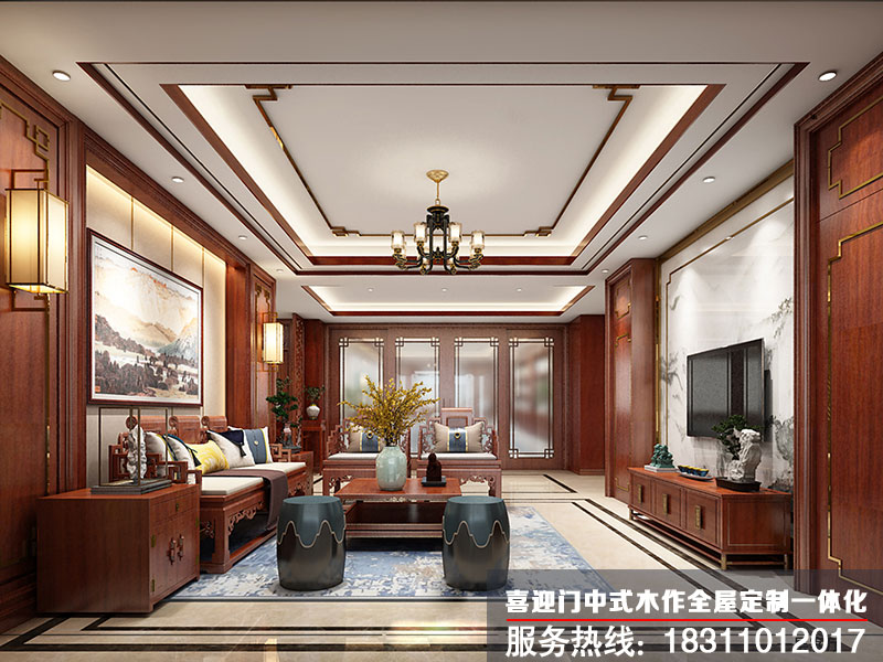 1615469356264922.jpg 簡(jiǎn)約別墅中式設(shè)計(jì)裝修的客廳